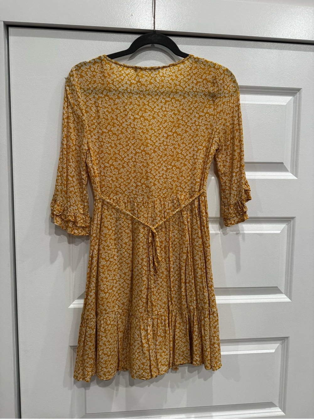 Floral Button-Front Yellow Swing Dress - Picture 2 of 3